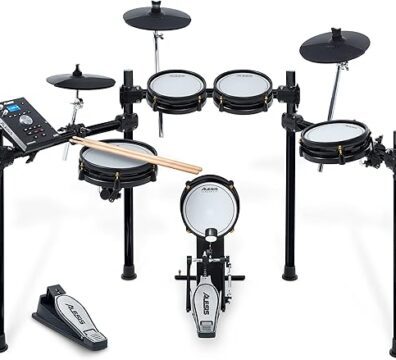 Alesis Kit de Bateria Command Mesh SE – Bateria elétrica com blocos silenciosos de malha de zona dupla, conectividade MIDI USB e mais de 600 sons eletrônicos e acústicos
