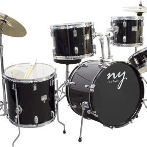 Bateria Acústica 2T Cromada Preto com Banco NY-F1RST