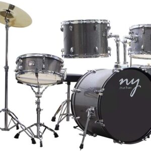 Bateria Acústica 2T PR SP Silver Sparkle Prata com Banco NY F1rst