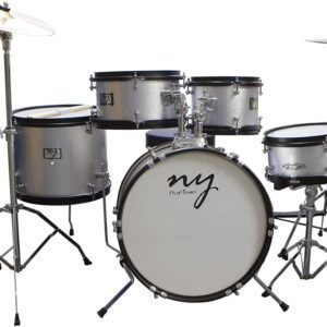 Bateria Acústica Infantil Junior 2T Prata com Banco New York