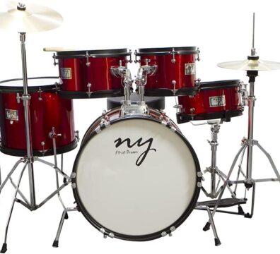 Bateria Acústica Infantil Junior 2T Vermelha com Banco New York