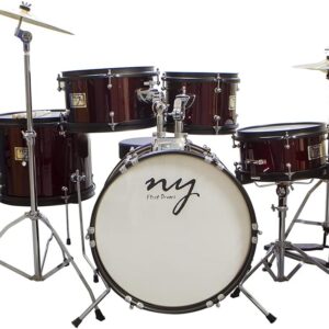 Bateria Acústica Infantil Junior 2T Vinho com Banco New York