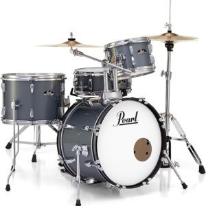 Pearl Conjunto de bateria Roadshow Kit completo de 4 peças com pratos e suportes, carvão metálico (RS584C/C706)