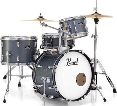 Pearl Conjunto de bateria Roadshow Kit completo de 4 peças com pratos e suportes, carvão metálico (RS584C/C706)