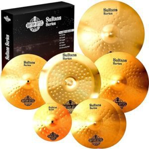 Rhythm Bytes Conjunto de pratos - Série New Sultans | Conjunto completo de 7 peças de bateria pacote de pratos inclui Hi-Hats de 35,5 cm, Fast Crash, 45,7 cm Crash, 50,8 cm...