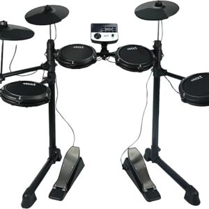 Bateria Eletrônica Digital MXT, 4 Pads de Bateria, 3 Pratos, Módulo de Som, Pedais, Preta