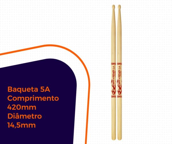 Baqueta Liverpool Nirvana Ecobio 5A madeira Kit com dois pares,