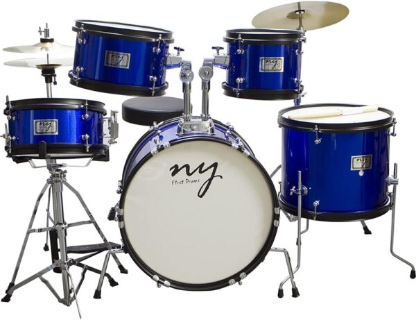 Bateria Acústica Infantil Junior 2T Azul com Banco New York