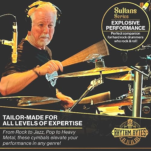 Rhythm Bytes Conjunto de pratos - Série New Sultans | Conjunto completo de 7 peças de bateria pacote de pratos inclui Hi-Hats de 35,5 cm, Fast Crash, 45,7 cm Crash, 50,8 cm...,